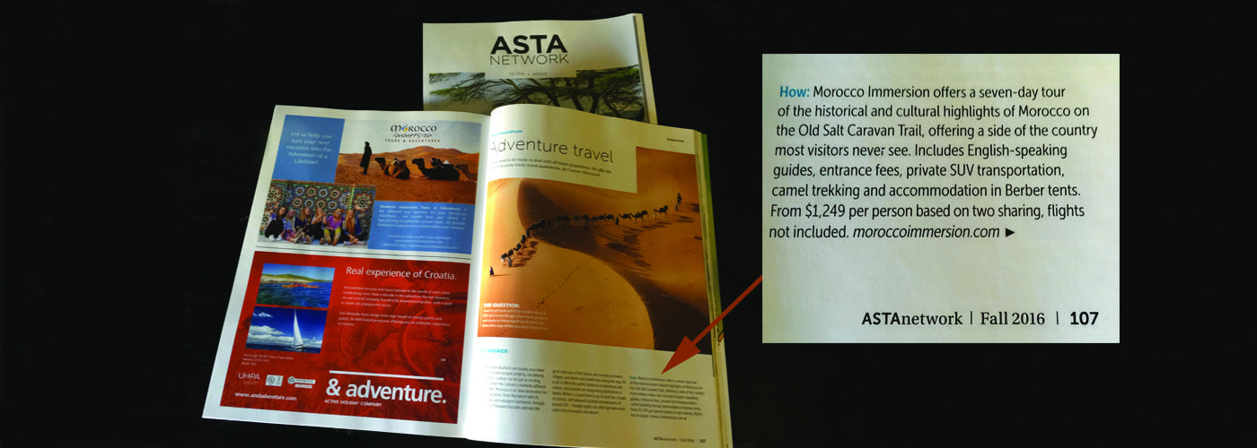 adventure travel, morocco immersion, ASTA Network