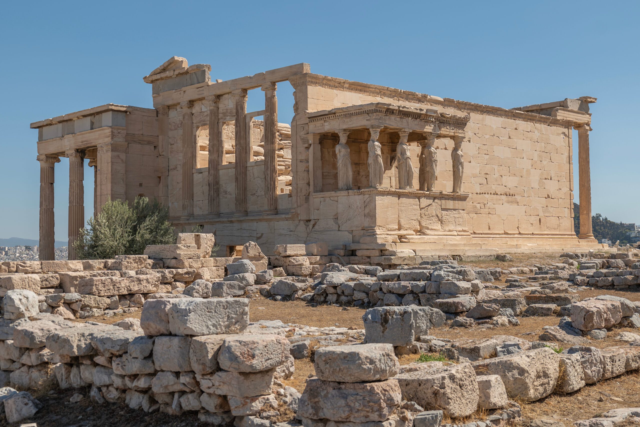 greece capital athens and acropolis ancient artifacts touristic points of interest daytime and sunset light