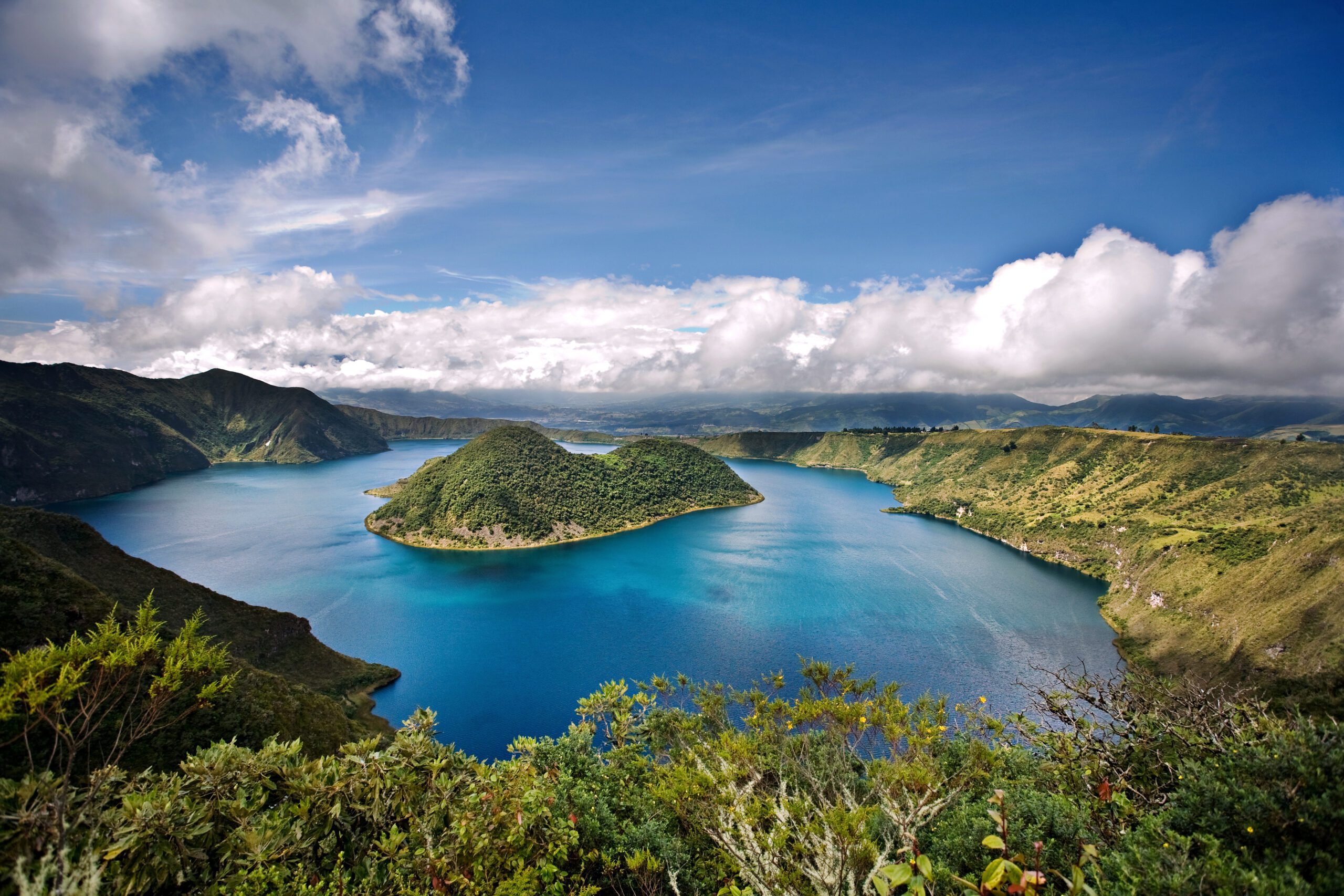 Cuicocha caldera and lake in Ecuador South America